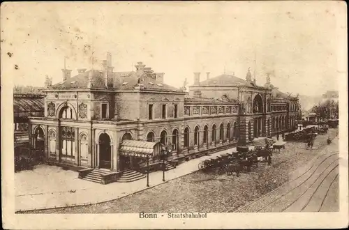 Ak Bonn am Rhein, Staatsbahnhof, Kutsche