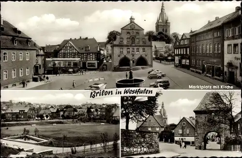 Ak Brilon im Sauerland, Marktplatz mit Kirche, Derkere Tor