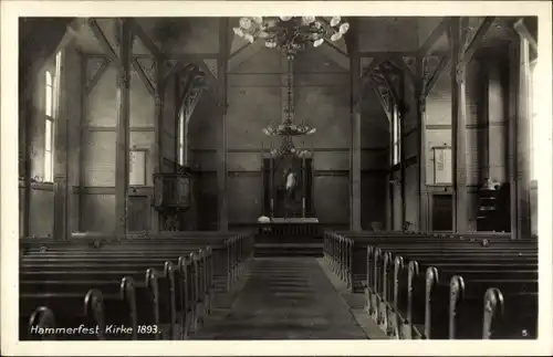 Ak Hammerfest Norwegen, Kirke 1893, Innenansicht
