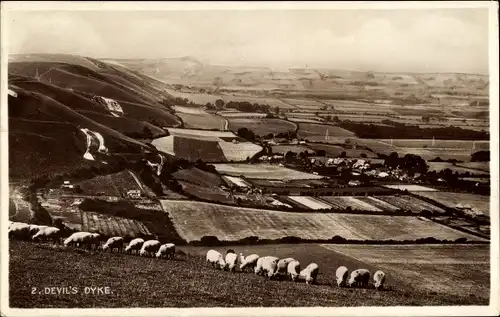 Ak Brighton and Hove East Sussex England, Devil's Dyke