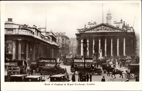 Ak London City England, Bank of England and Royal Exchange