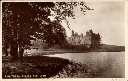 Ak Linlithgow Schottland, Palace and Loch
