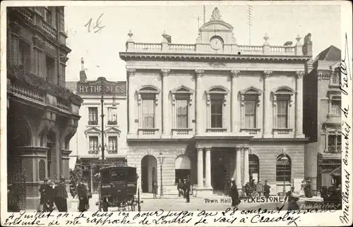 Ak Folkestone Kent England, Town Hall
