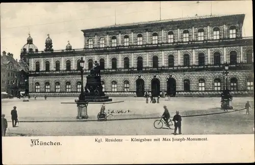 Ak München, Kgl. Residenz, Königsbau mit Max Joseph-Monument