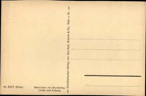 Ak Gerolstein in der Eifel, Munterley, Linde und Auberg