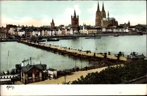 Ak Köln am Rhein, Rheinansicht, Dom, Brücke