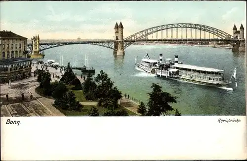 Ak Bonn, Blick auf die Rheinbrücke mit Dampfer