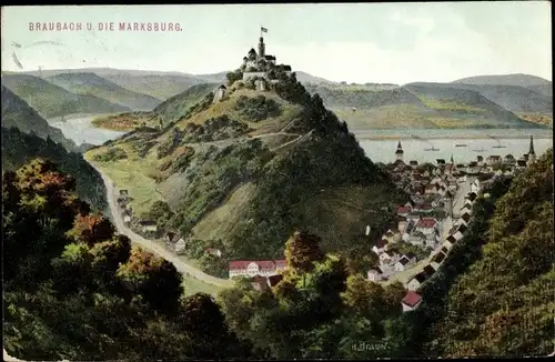Ak Braubach am Rhein, Marksburg, Panorama