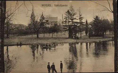 Ak Moers am Niederrhein, Schlosspartie