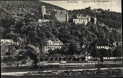 Ak Heidelberg am Neckar, Schloss v. d. Hirschgasse