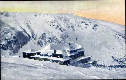 Ak Karpacz Krummhübel Riesengebirge Schlesien, Hampelbaude, Prinz-Heinrich-Baude