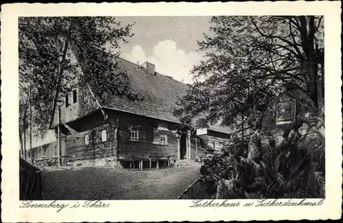 Ak Sonneberg in Thüringen, Lutherhaus, Lutherdenkmal