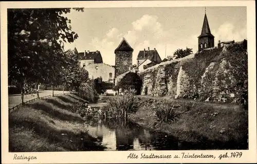 Ak Ratingen Nordrhein Westfalen, Alte Stadtmauer und Trintenturm, gebaut 1479