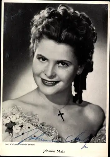 Ak Schauspielerin Johanna Matz, Portrait, Autogramm