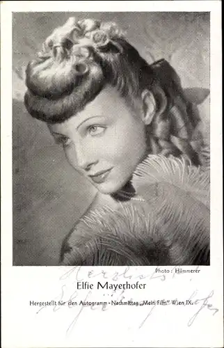 Ak Schauspielerin Elfie Mayerhofer, Portrait, Autogramm