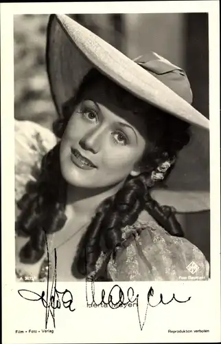 Ak Schauspielerin Herta Mayen, Portrait mit Hut, Ufa Film