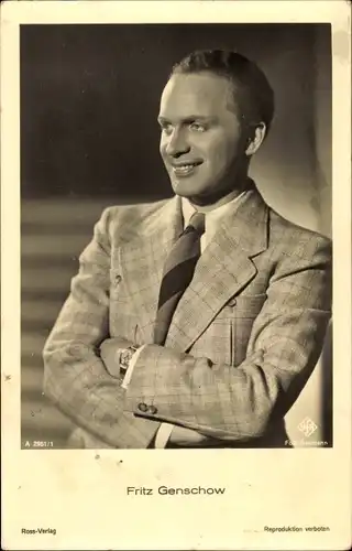 Ak Schauspieler Fritz Genschow, Portrait im Anzug, Ufa Film, Ross Verlag A 2951 1