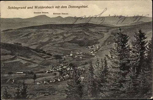 Ak Waldersbach Elsass Bas Rhin, Schöngrund mit dem Donongebiet, Panorama