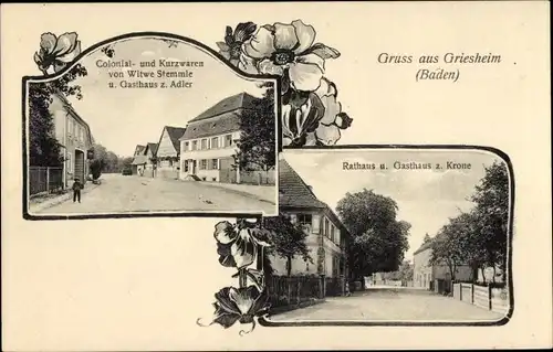 Ak Griesheim Offenburg Ortenaukreis, Kolonialwarenhandlung, Gasthaus zum Adler