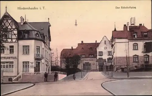 Ak Niedernhausen im Taunus Hessen, Restauration, Bahnhofsplatz