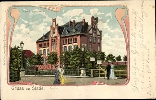 Passepartout Litho Stade in Niedersachsen, Königliches Gymnasium