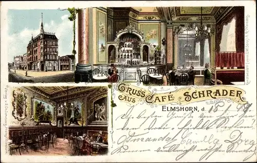 Litho Elmshorn im Kreis Pinneberg, Café Schrader, Innenansichten