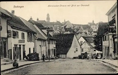 Ak Hechingen in Baden Württemberg, Herrenacker Straße, Blick zur Oberstadt