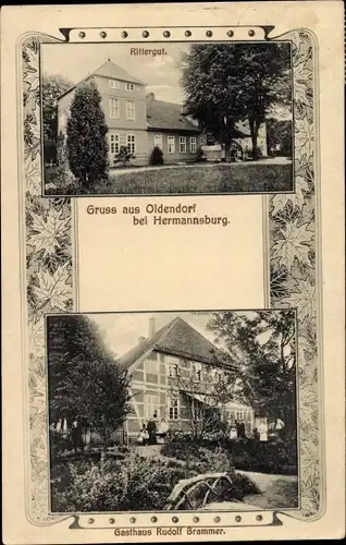 Passepartout Ak Oldendorf Südheide Niedersachsen, Rittergut, Gasthaus Rudolf Brammer