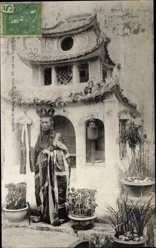 Ak Hanoi Tonkin Vietnam, Chef des Couzes, Vietnamese in Volkstracht