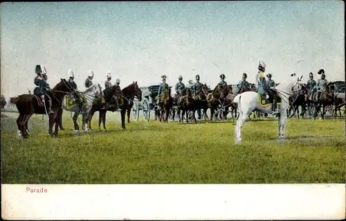 Ak Deutsche Soldaten in Uniformen, Reiter, Parade