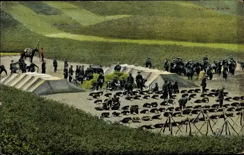 Ak Deutsche Soldaten in Uniformen, Infanterie Biwak