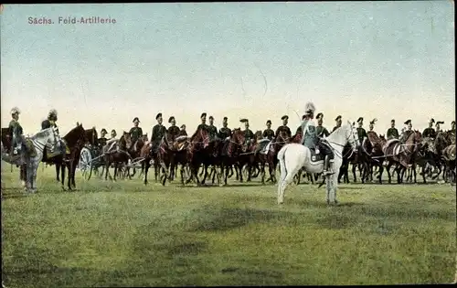 Ak Sächsische Feld Artillerie, Deutsche Soldaten in Uniformen