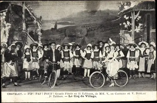 Ak Chatelet, Pif, Paf Pouf, V. de Cottens et V. Darlay, 1e Tableau, Le Coq du Village, Theaterszene