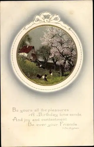 Passepartout Gedicht Ak Glückwunsch Geburtstag, Clifton Bingham, Be yours all the pleasures