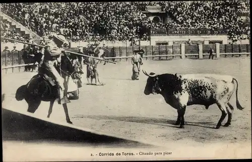 Ak Corrida de Toros, Citando para picar, Stierkampf