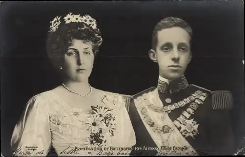 Ak Rey Alfonso XIII, Alfons XIII., König von Spanien, Princesa Ena, Victoria Eugenia von Battenberg