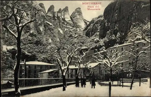 Ak Montserrat Katalonien, Plaza del Monasterio