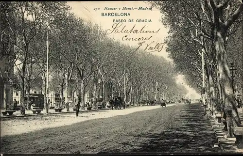 Ak Barcelona Katalonien Spanien, Paseo de Gracia