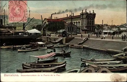 Ak Barcelona Katalonien Spanien, Desembarcadero de la Puerta de la Paz