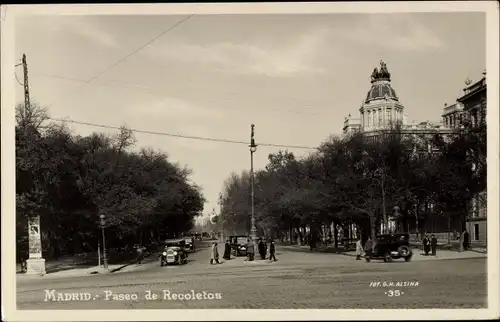 Ak Madrid Spanien, Paseo de Recoletos