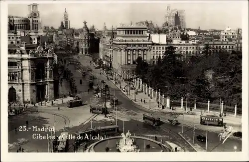 Ak Madrid Spanien, Cibeles y Calle de Alcala