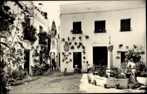 Ak Córdoba Andalusien Spanien, Petite place et rue des Fleurs