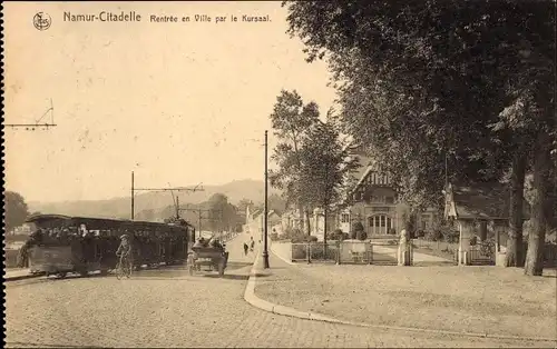 Ak Namur Wallonien, Citadelle, Rentree en Ville par le Kursaal, Straßenbahn