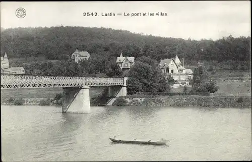 Ak Lustin Profondeville Wallonien Namur, Le pont et les villas