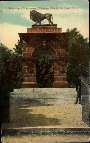 Ak Halifax Yorkshire England, Sebastopol Monument, Pleasant Street