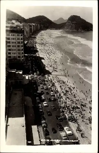 Ak Copacabana Rio de Janeiro Brasilien, Luftbild vom Strand