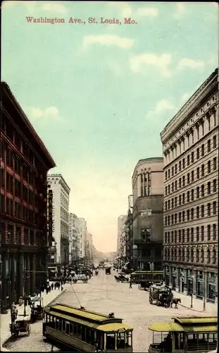 Ak Saint Louis Missouri USA, Washington Avenue, tram