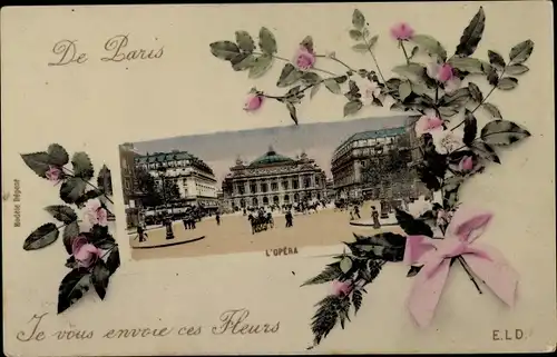 Ak Paris, L'Opera, Blumen, Flleurs
