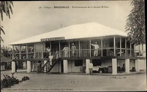 Ak Brazzaville Franz. Kongo, Etablissement de la Societe M'Poko, Gratry & Cie.