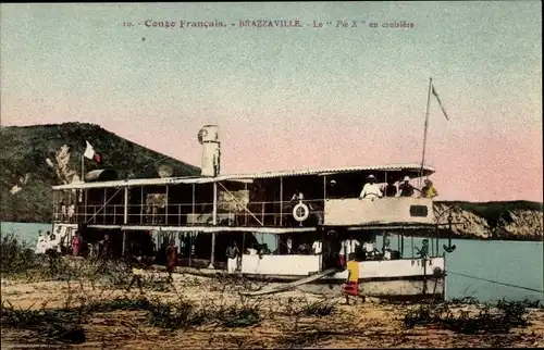 Ak Brazzaville Französisch Kongo, Le Pie X en croisiere